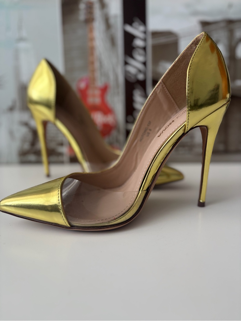 Fashion Nova Metallic Gold Pointed-Toe Stiletto Heels